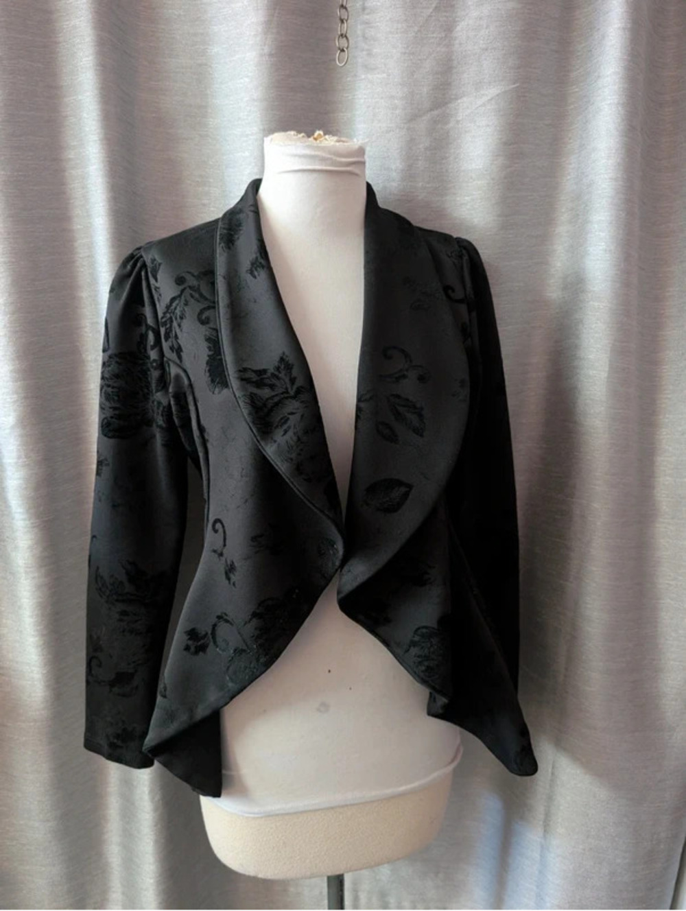 Black Burnout Velvet Stretch Bodycon Blazer M